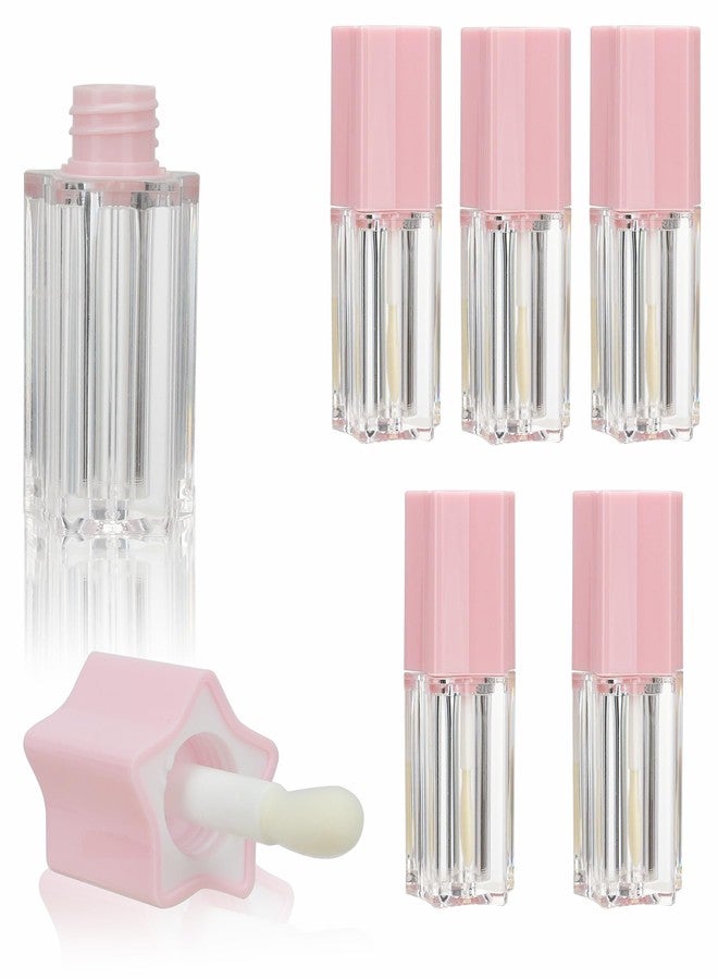 COSIDEA 5pcs 5ml 0.17oz Pink Star large doe foot wand lip gloss tubes for DIY lipgloss container with thick brush - Image 1