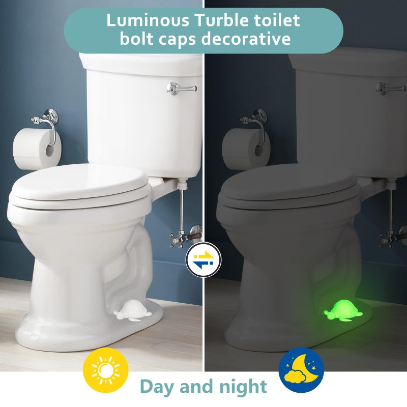 Boeemi Sea Turtle Toilet Bolt Covers Decorative  2Pcs Glow In The Dark Pla Toilet Bowl Floor Caps Luminous Green  Fun Bathroom Decor Accessories Rust Prevention - Image 2