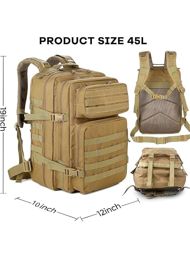 TRASSLE Waterproof Large Hiking Backpacks Camping Hunting Climbing backpack : 45L Assault Rucksack Daypack for Men and Women for Outdoor Traveling - Image 2