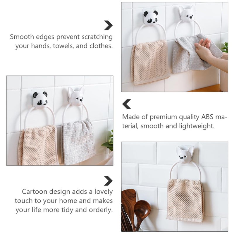 Wall Mount Cartoon Dog Towel Rack Adhesive Bathroom Towel Holder Washcloth Storage - Image 4