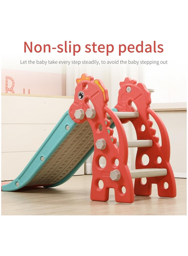 KIIUMI Children's slide and basketball hoop 2 in 1， slide car design， children's independent slide toy，indoor outdoor sports，dinosaur shape（ blue） - Image 4