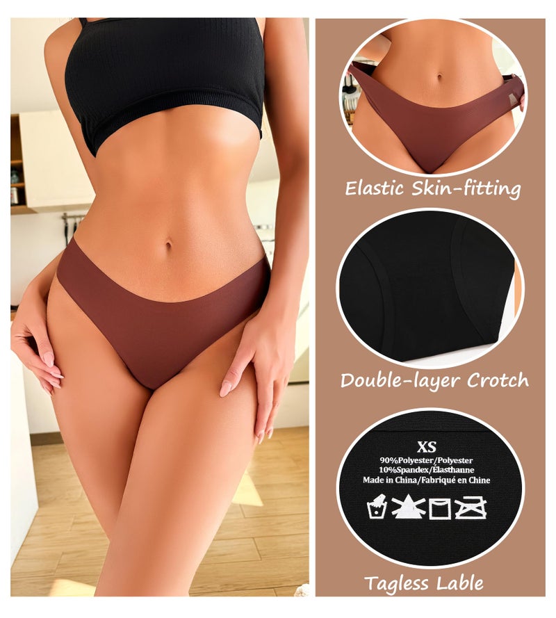 Sth Big Seamless Underwear for Women Soft No Show Panties Sexy High Cut Invisible Hipster Silky Cheeky Ladies Bikini 6 Pack - Image 3