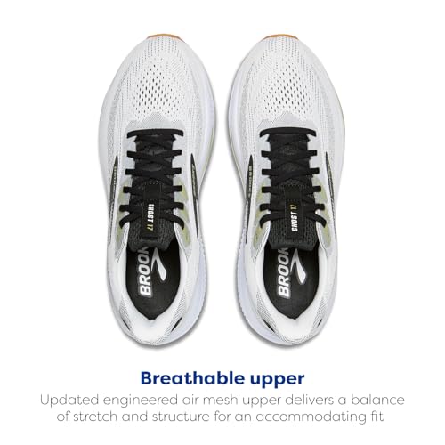 Brooks Men’s Ghost 17 Neutral Running Shoe - White/Black/Tea - 12 Medium - Image 4