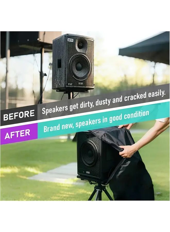 Heavy Duty Oxford Fabric Speaker Cover Dustproof Durable All Weather UV Resistant 12x11x18 Inches Black - Image 4