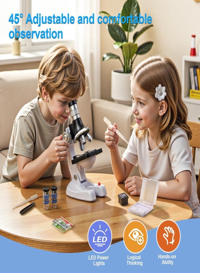 stochastic box 115 Pcs Microscope Science Kit for Kids with 100X-1200X Magnification,Equiped with Prepared and DIY Blank Slides Microscope for Beginner Boys Girls - Image 2