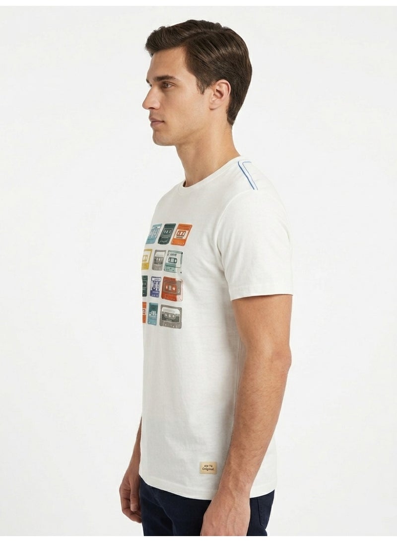 Blend Men’s Retro Cassette Graphic T-Shirt – Premium White Blend Crew Neck Tee - Image 2