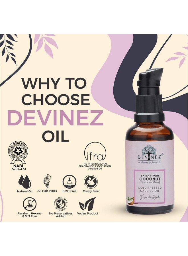 Devinez Extra Virgin Coconut Coldpressed Oil 15Ml (Nabl & Ifra Certified) 100% Pure Natural Undiluted In Glass Bottle For Hair Color Corrector Unrefined Skin Moisturizer Hair Care 100% Natural Moisturizer - Image 3