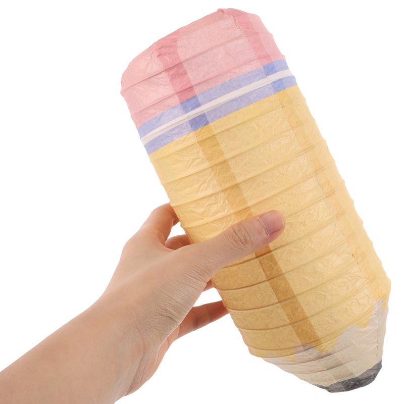 2pcs Pencil Paper Lanterns - Back to School Hanging Classroom Decorations for Kindergarten Preschool and School Party Supplies Easy to Install Yellow Lanterns for Decor - Image 2