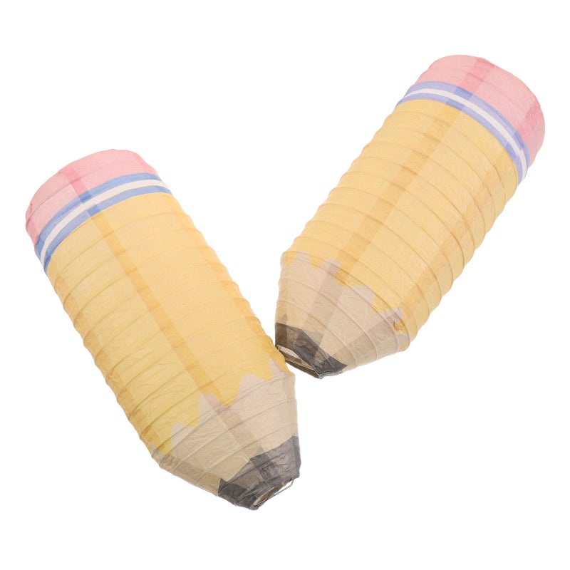 2pcs Pencil Paper Lanterns - Back to School Hanging Classroom Decorations for Kindergarten Preschool and School Party Supplies Easy to Install Yellow Lanterns for Decor - Image 4