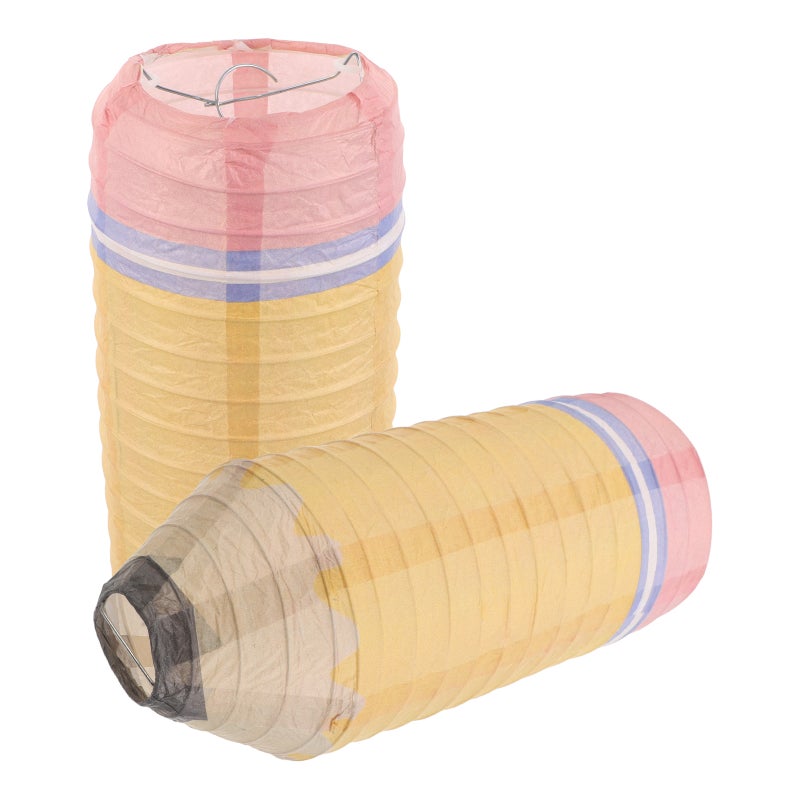 2pcs Pencil Paper Lanterns - Back to School Hanging Classroom Decorations for Kindergarten Preschool and School Party Supplies Easy to Install Yellow Lanterns for Decor - Image 3