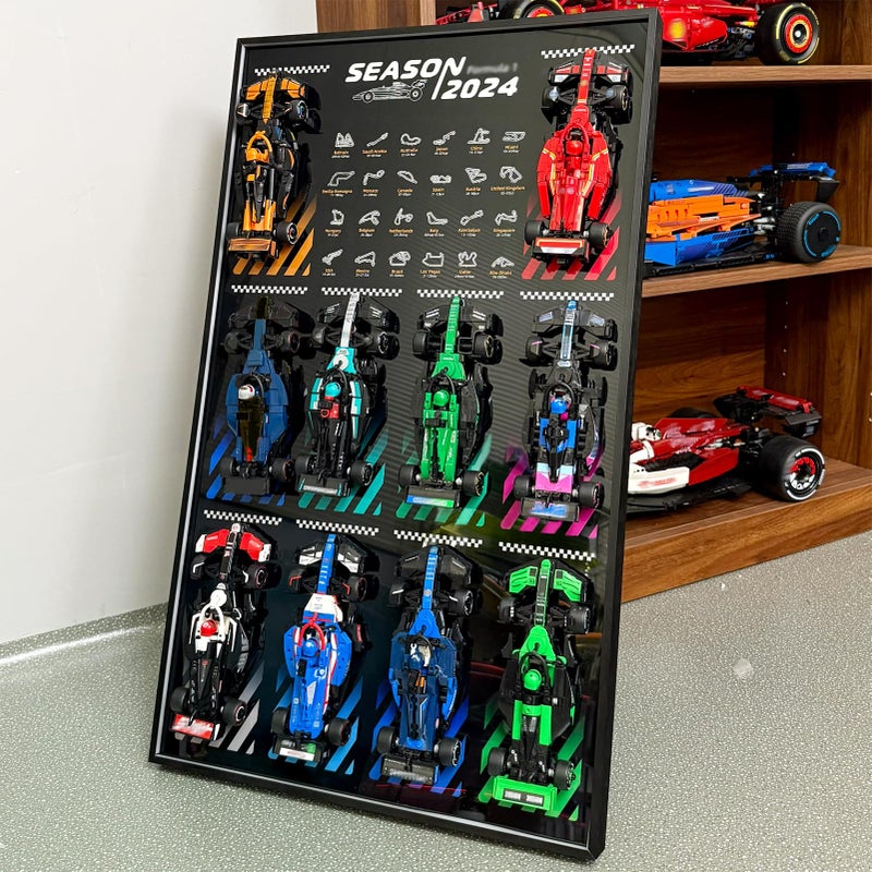 WETCEAOM Display Wallboard for Lego Speed Champions 10in1 F1 Car 77242772437724477245772467724777248772497725077251 Ideas for Lego Car Wall Mount Frame Lover Model not IncludedWith Hook