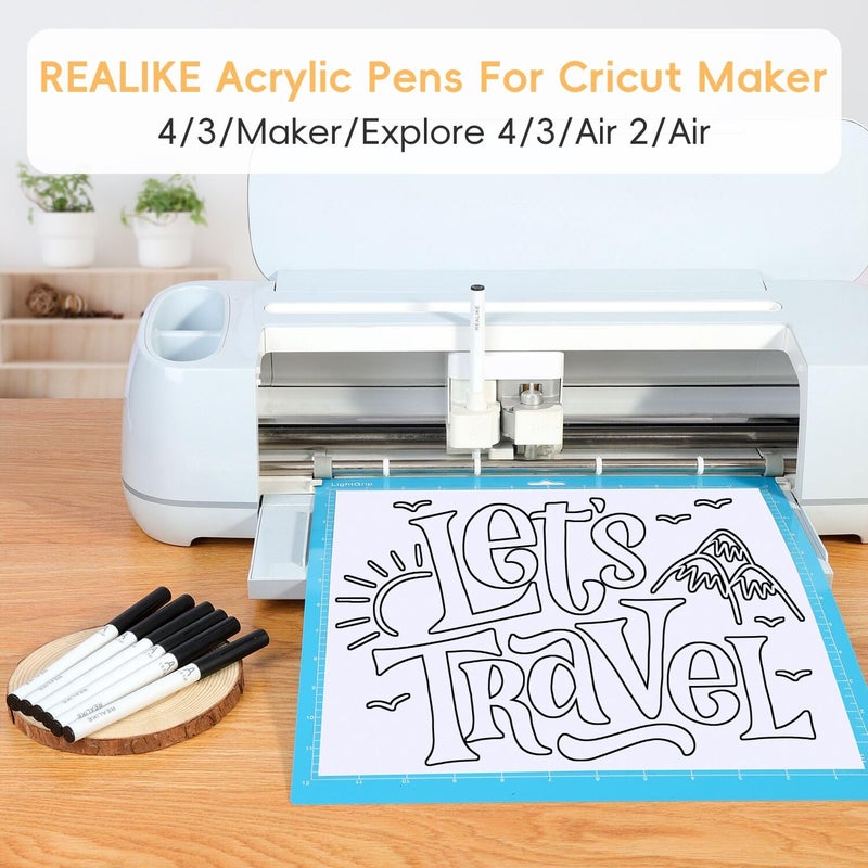 REALIKE Acrylic Paint Markers for Cricut Maker 4/ Maker 3/Maker/Explore 3/Air 2/Air, 7 Pack Black Acrylic Paint Pens for Rocks, Paper, Wood, Canvas, Glass, Ceramic, Fabric (1.0 Tip) - Image 2