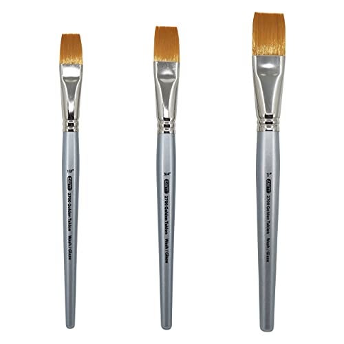 ZEM Brush Golden Taklon Wash Brush Set Sizes 1/2", 3/4", 1" - Image 3