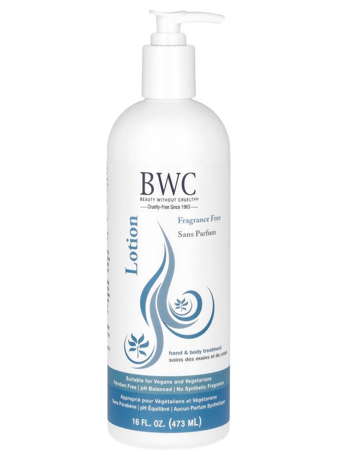 Beauty Without Cruelty Hand & Body Lotion Fragrance Free 16 fl oz (473 ml) 