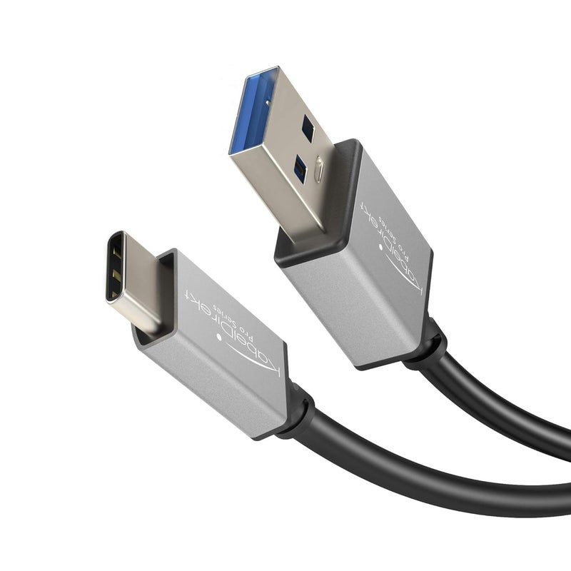 KabelDirekt – USB-A 3.0 to USB-C Cable – 2m – (SuperSpeed data and charging cable, suitable for smartphones and tablets with a USB C port, black/space grey) - Image 1