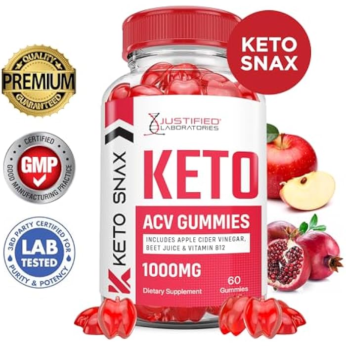 Justified Laboratories Keto Snax Keto ACV Gummies Advanced Formula 1000MG Keto Snax Keto Gummies Apple Cider Vinegar Formulated with Pomegranate Beet Juice Powder B12 Vegan Non GMO 60 Gummys - Image 5