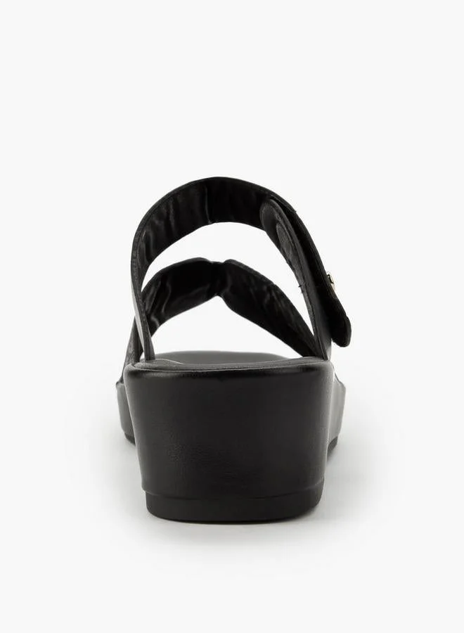 Flora Bella By Shoexpress BLACK Flora Bella Women Textured Hook And Loop Strap Sandals for Women | Best Price UAE