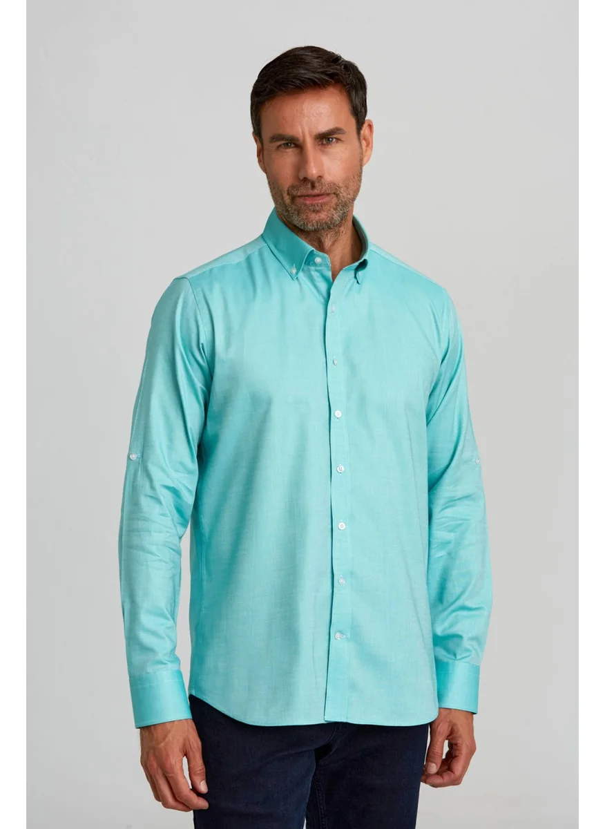 Bisse Pasha Collar Buttoned Regular Fit Uk Shirt Khaki GMOK3PS22400001_D49