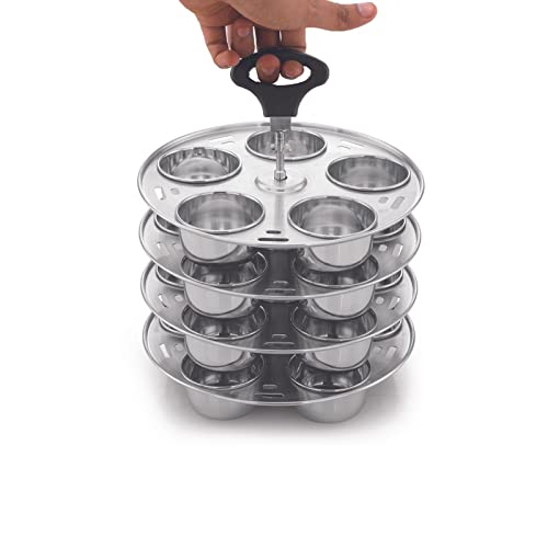 Expresso Multipurpose Stainless Steel Baking Mouldsfor Baking Muffins Cupcakes Idly Maker and Baking Stand with 20 Cups Compatible with 1012 Liter Outer Lid Pressure Cooker - Image 4