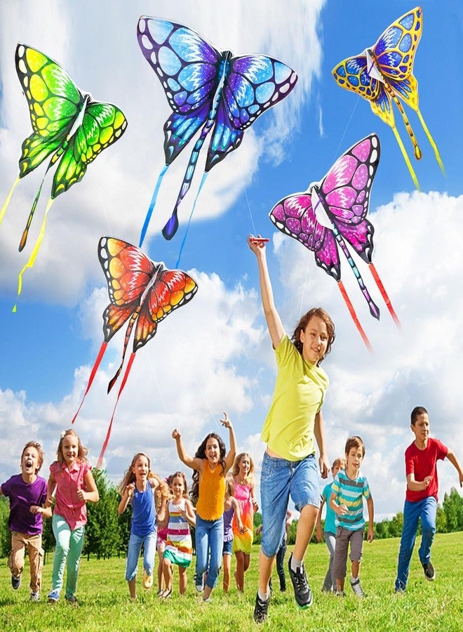 Hymaz 5 Pack Butterfly Kites for Kids Age 4-8 8-12, Beach Kites with 328ft Kite String & Handles, Easy to Fly Kite with Long Tail, Flying Toys for Boys Girls Adults Family Outdoor Party Favor Games - Image 2