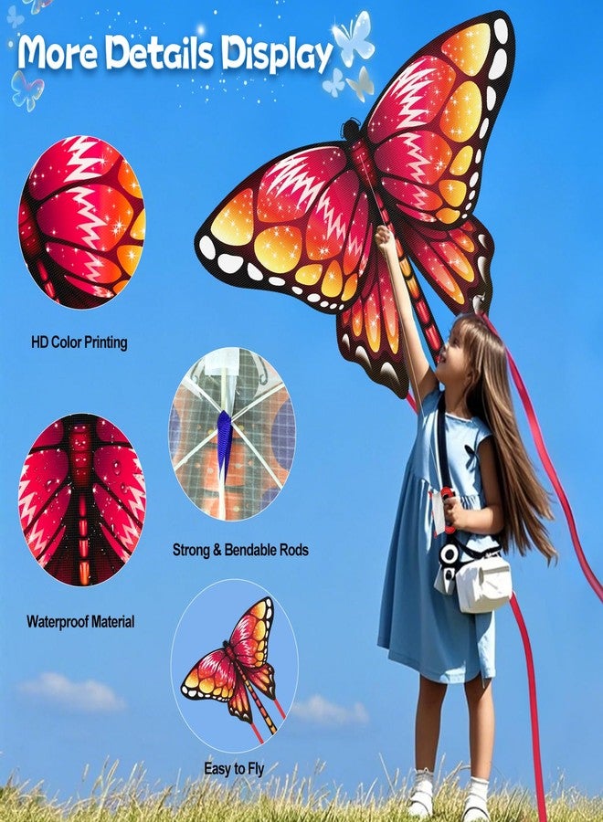 Hymaz 5 Pack Butterfly Kites for Kids Age 4-8 8-12, Beach Kites with 328ft Kite String & Handles, Easy to Fly Kite with Long Tail, Flying Toys for Boys Girls Adults Family Outdoor Party Favor Games - Image 4