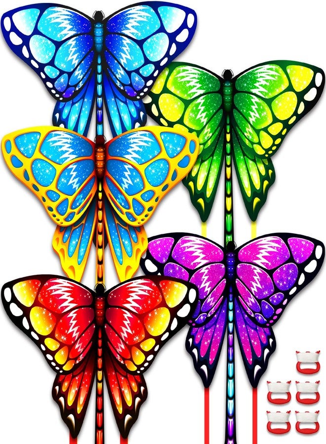 Hymaz 5 Pack Butterfly Kites for Kids Age 4-8 8-12, Beach Kites with 328ft Kite String & Handles, Easy to Fly Kite with Long Tail, Flying Toys for Boys Girls Adults Family Outdoor Party Favor Games - Image 1