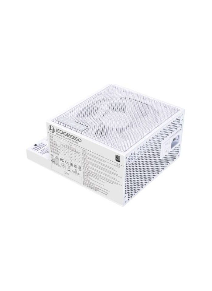 LIAN LI EDGE 850W 80+ Platinum Full Modular Power Supply, L-Shaped Design for Dual-Chamber Cases, ATX 3.1 & PCIe 5.1 Ready, 12V-2×6 Connector, USB 2.0 Expansion Hub, Fanless Mode, Premium Sleeved Cables, German EPCOS Capacitors, 120mm FDB Fan, White | EG0850  - Image 4