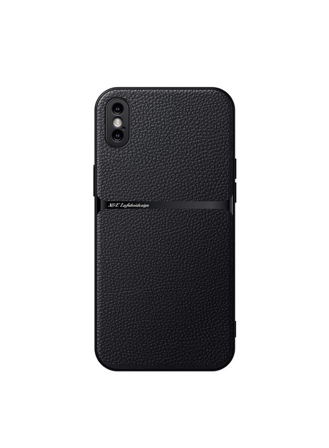 For iPhone XS Max Litchi Leather Magnetic Full Coverage Shockproof Phone Case(Black)
