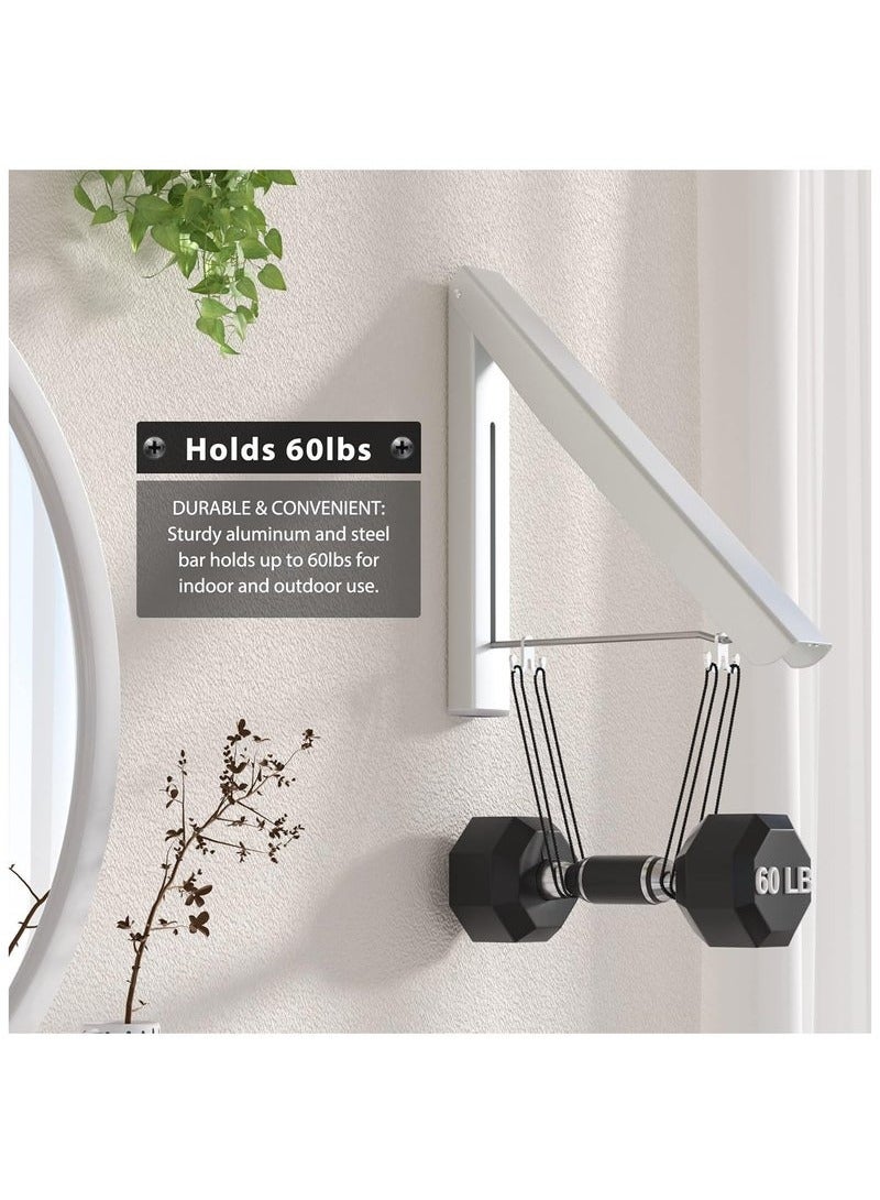 Arabest Single Retractable Clothes Drying Rack, Wall Mounted Foldable Laundry Hanger for Small Spaces, Small Collapsible Folding Garment Racks, Coat Hanger Dorm Accessories (White) - Image 3
