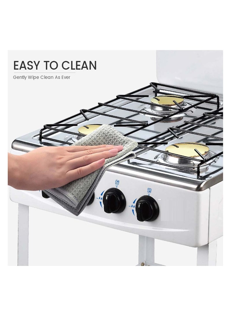 Generic 4-Burner Stainless Steel Gas Stove - Self-Ignition, Perfect for Home & Camping, Durable & Efficient White Design  - Image 2