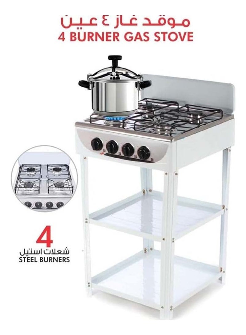 Generic 4-Burner Stainless Steel Gas Stove - Self-Ignition, Perfect for Home & Camping, Durable & Efficient White Design  - Image 4