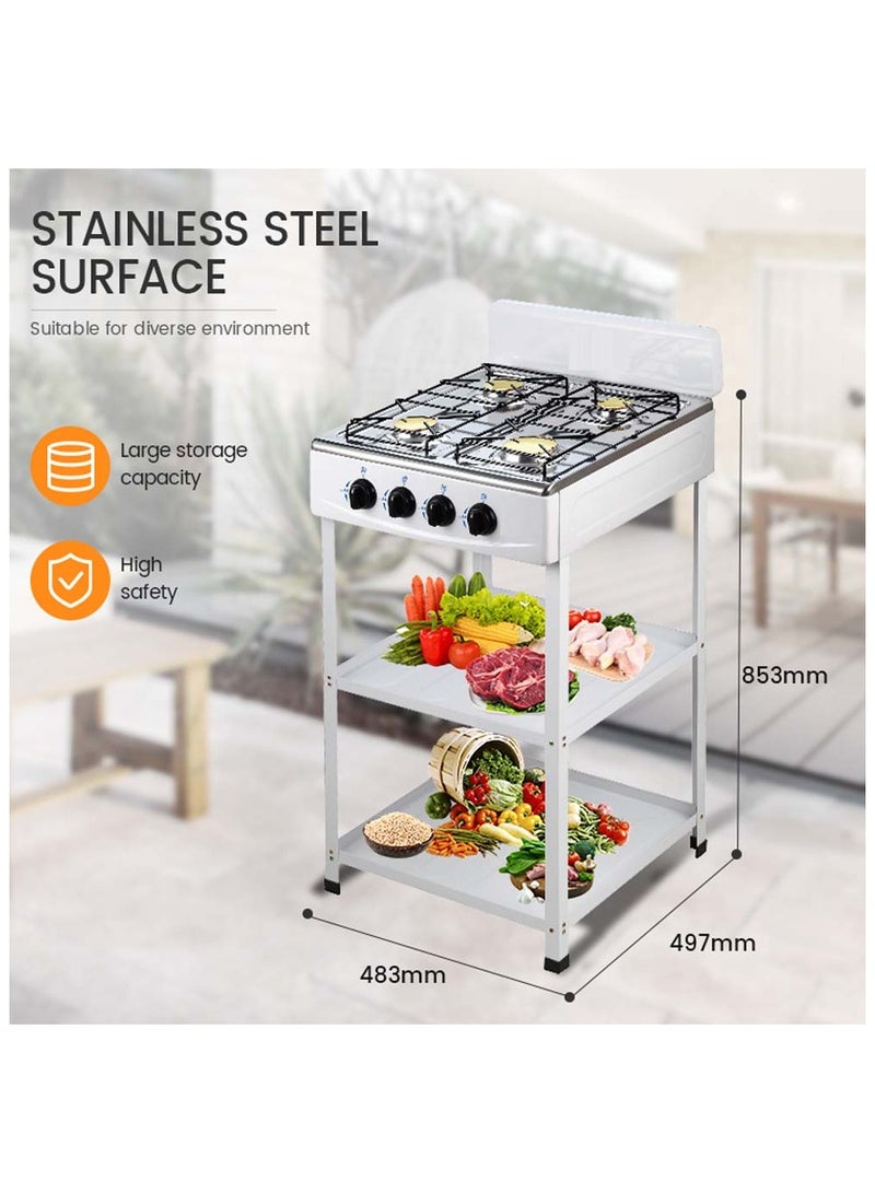Generic 4-Burner Stainless Steel Gas Stove - Self-Ignition, Perfect for Home & Camping, Durable & Efficient White Design  - Image 5