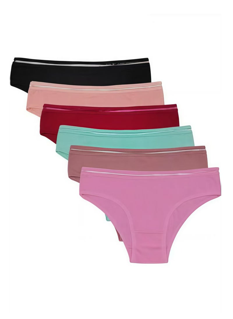 B.JOBSEN 6-piece set of cotton breathable bikini low-rise fashion women's thick panties  - Image 1
