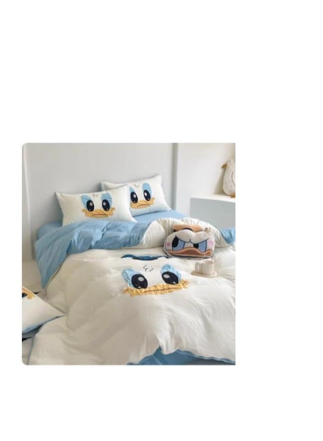 Fitted Sheet Style — High End Cartoon Pattern Washed Cotton Bedding Four Piece Set - Image 3