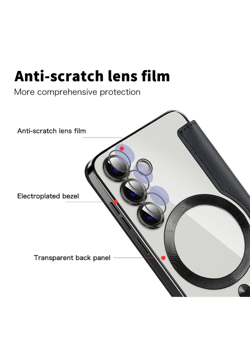 روك بو الوجه leathersamsung S24 حالة الهاتف المحمول ينطبق على سامسونج 2024 شخصية نسيج الجلد الوجه حالة الهاتف المحمول ، الوجه least حالة الهاتف المحمول ينطبق على سامسونج مع حامل بطاقة الائتمان - Image 4