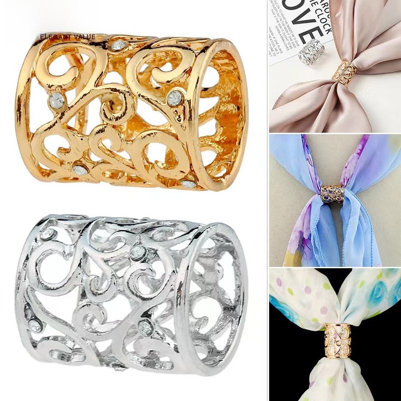 New Versatile Scarf Clip Floral Hollow Business Shawl Wrap Holder 121 silver  - Image 5