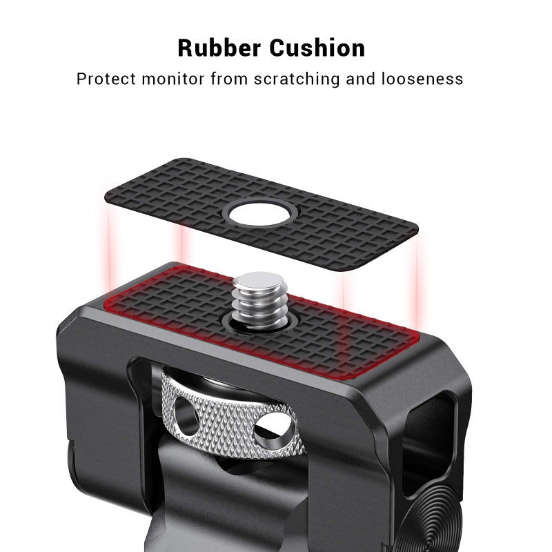 SmallRig Field Monitor Mount Holder with Cold Shoe and 1/4" Inch Screw for 5 Inch and 7 Inch Monitor, with 360 Degree Swivel and 140 Degree Tilt, Rubber Cushion, Aluminum Alloy Build - BSE2346 - Image 4