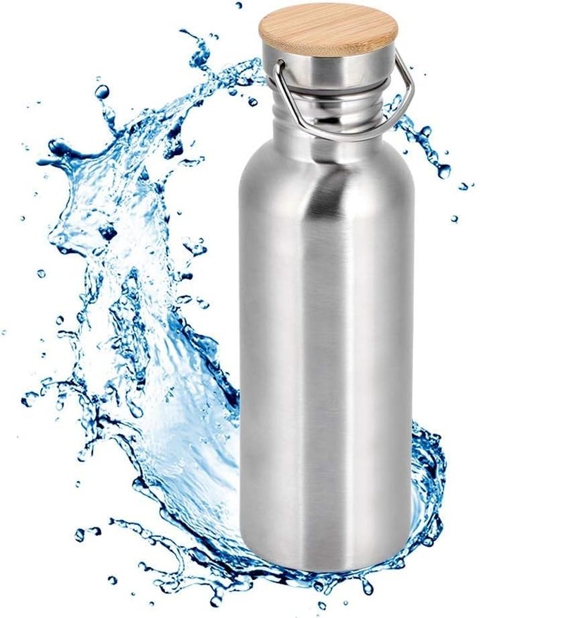 EVVIX EVVIX Stainless Steel Water Bottle Portable Water Bottle with Bamboo Cap Travel Mug for Cyclists Runners Hikers Picnics Camping 1000ml - Image 1