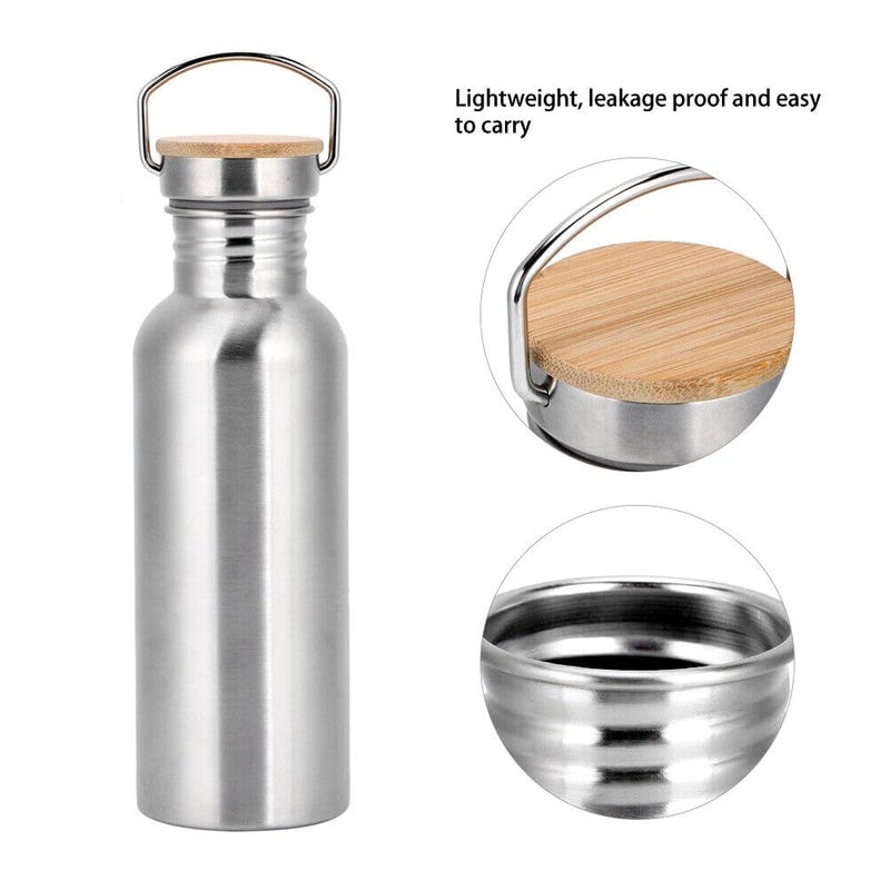 EVVIX EVVIX Stainless Steel Water Bottle Portable Water Bottle with Bamboo Cap Travel Mug for Cyclists Runners Hikers Picnics Camping 1000ml - Image 2