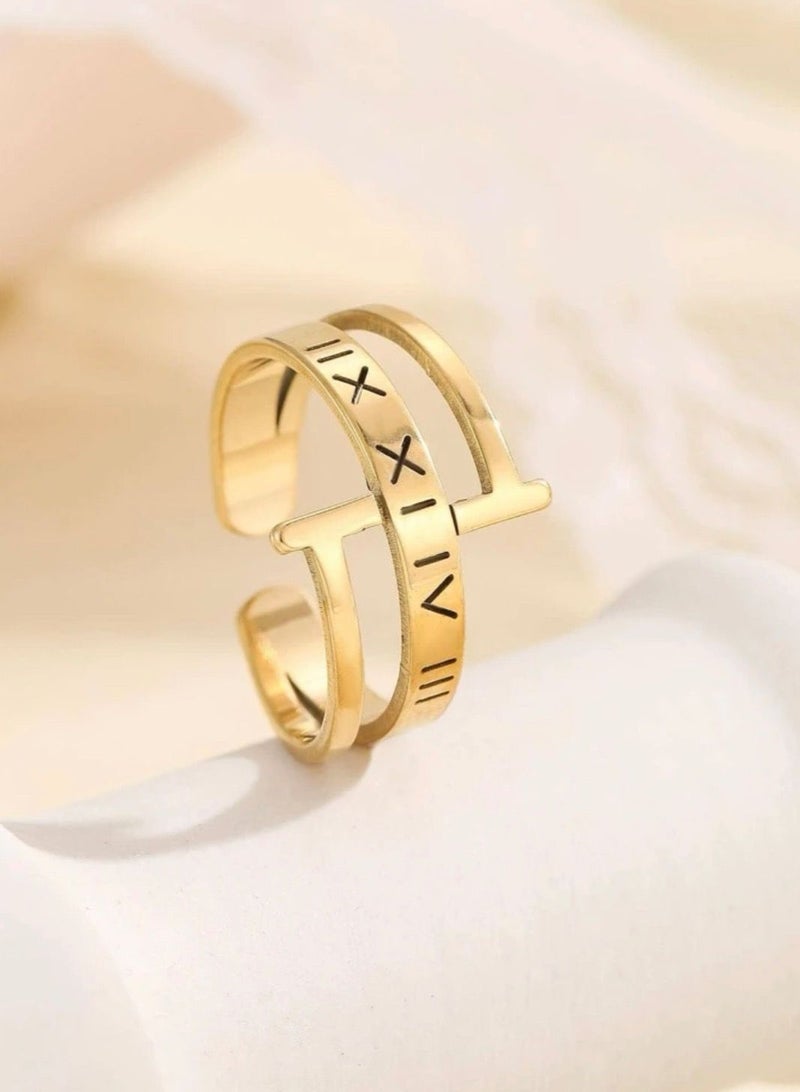 sixtyfour 18k Gold Plated Stainless Steel Ring Size 7 - Image 2