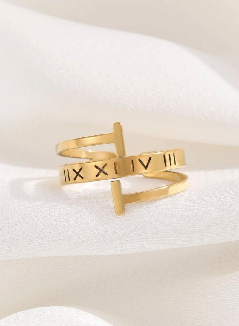 sixtyfour 18k Gold Plated Stainless Steel Ring Size 7 - Image 3