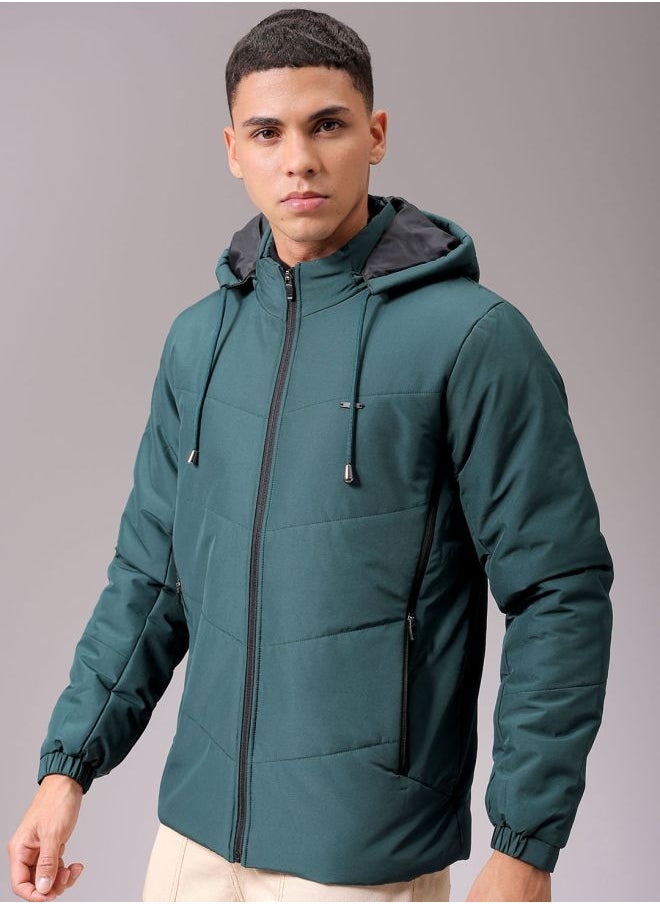 The Indian Garage Co Men Slim Fit Solid Puffer Jackets  - Image 4