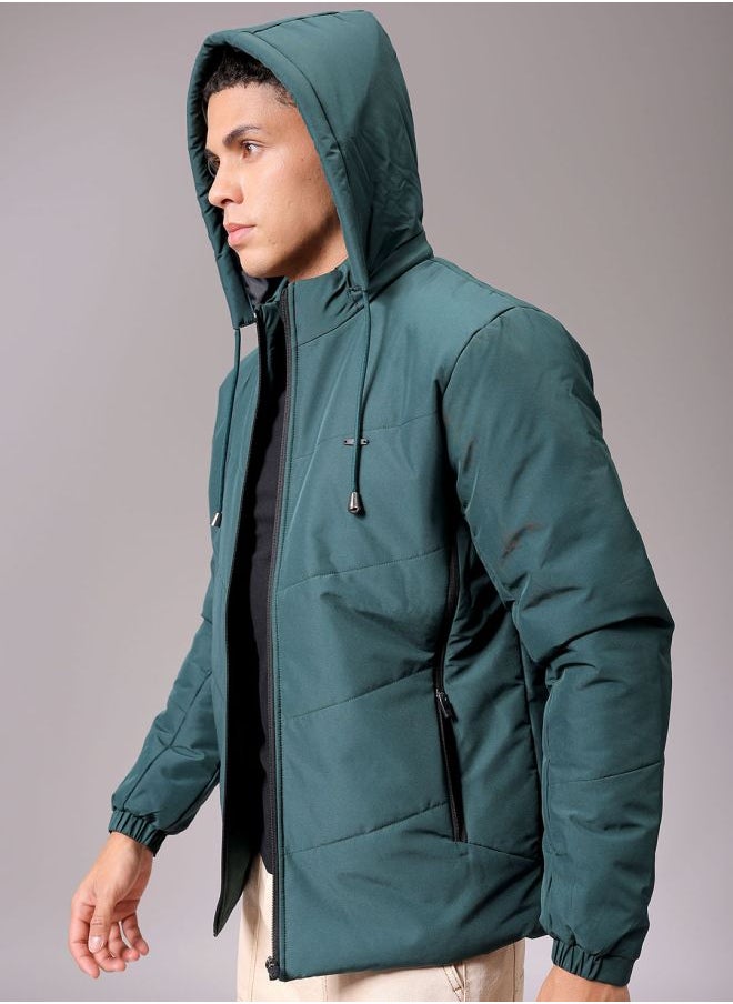 The Indian Garage Co Men Slim Fit Solid Puffer Jackets  - Image 5