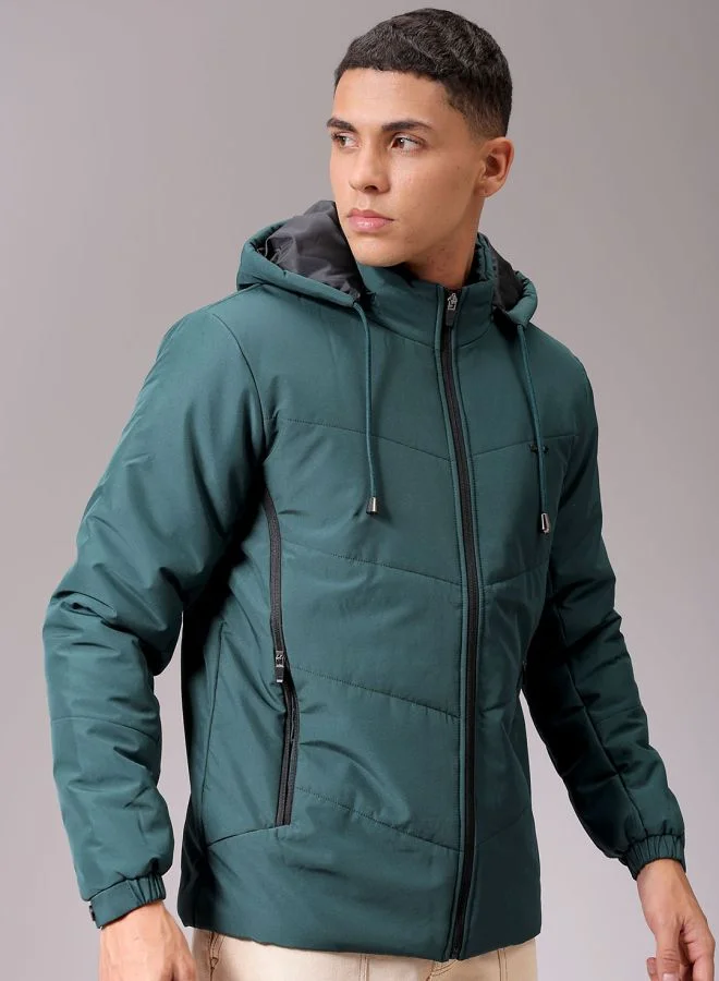The Indian Garage Co Men Slim Fit Solid Puffer Jackets