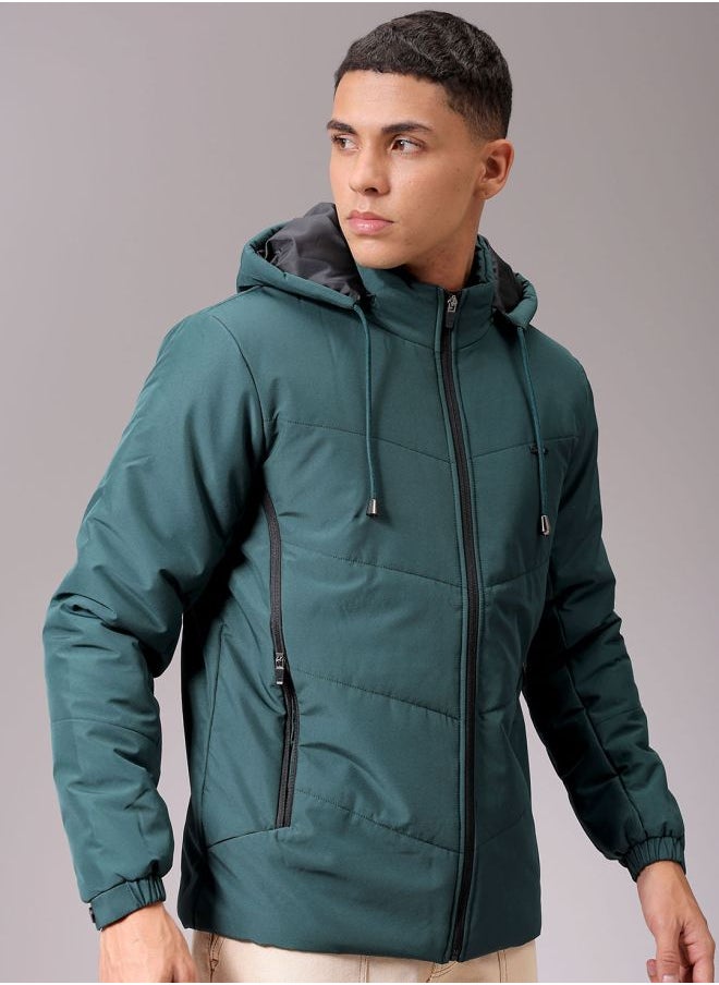 The Indian Garage Co Men Slim Fit Solid Puffer Jackets  - Image 3