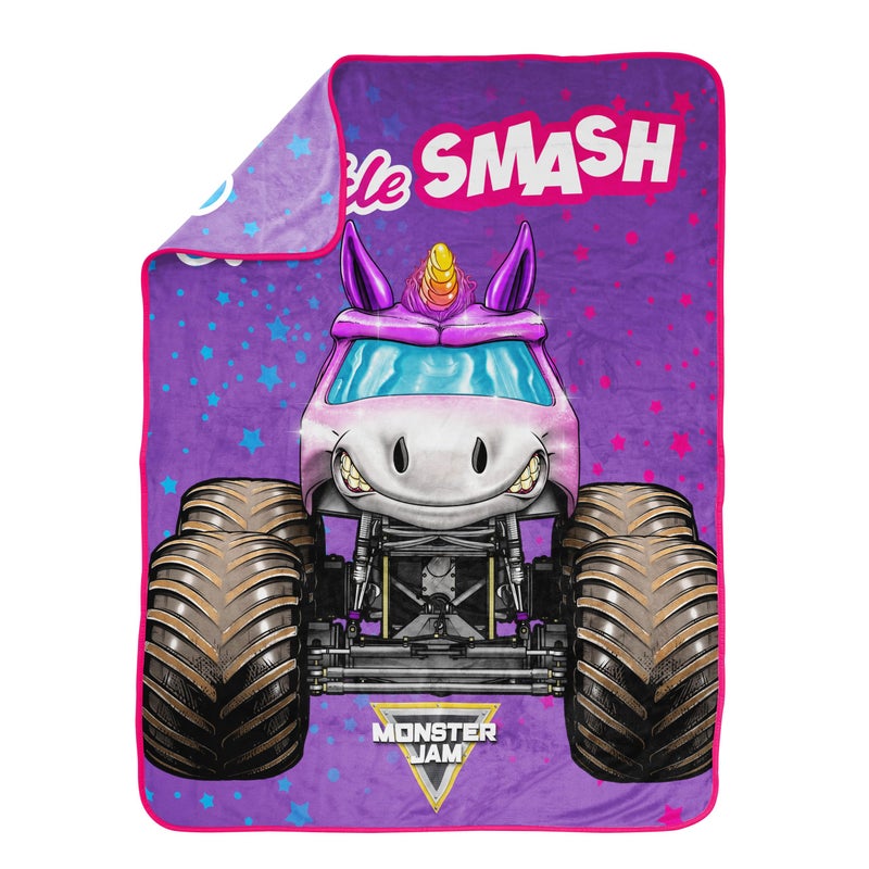 Jay Franco Kids Plush Throw Blanket - Soft & Comfy Throw for Couch or Bed - Cozy Home D?cor for Living Room & Bedroom  Purple - Monster Jam  46x60 - Throw Blanket - Image 5