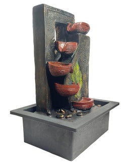 ALICE ENTERPRISES Alice EnterprisesDecorative Tabletop Water Fountain with LED Lights 41 cm Tall Terracotta and Grey  - Image 2