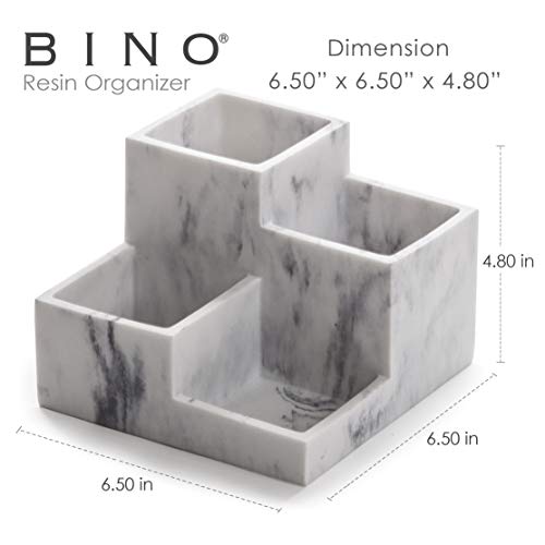 BINO Multi Purpose 4 Compartment Organizer - Make up Organizer for Vanity - Makeup Holders for Bathroom - Toiletry Organizers Countertop - Toothbrush and Bathroom Accessories Holder - Matte Marble - Image 2