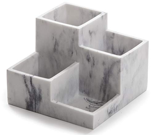 BINO Multi Purpose 4 Compartment Organizer - Make up Organizer for Vanity - Makeup Holders for Bathroom - Toiletry Organizers Countertop - Toothbrush and Bathroom Accessories Holder - Matte Marble - Image 4