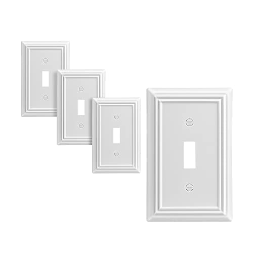DEWENWILS 4-Pack Toggle Wallplate, Metal Light Switch Covers with White Finish, Heavy Duty Face Plates - Image 1